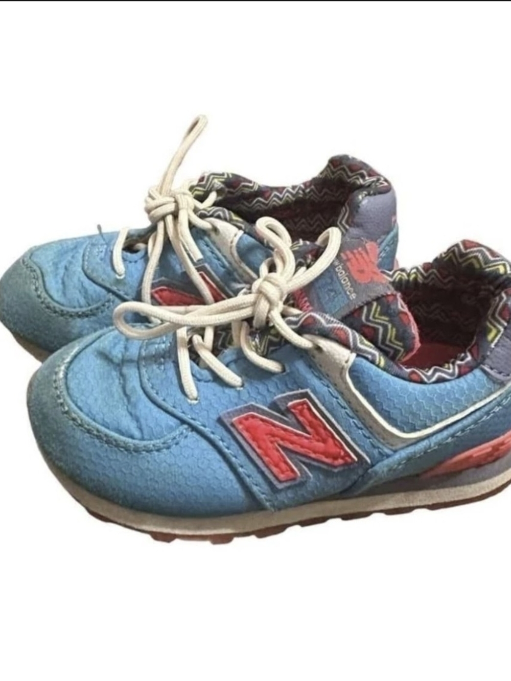 New Balance Kids Light Blue Sneakers with Red Logo